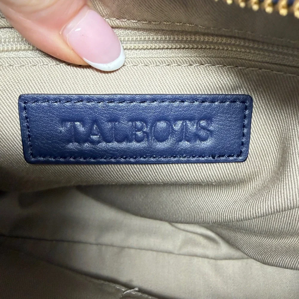 Talbots Navy & Cream Gingham Hobo Shoulder Bag